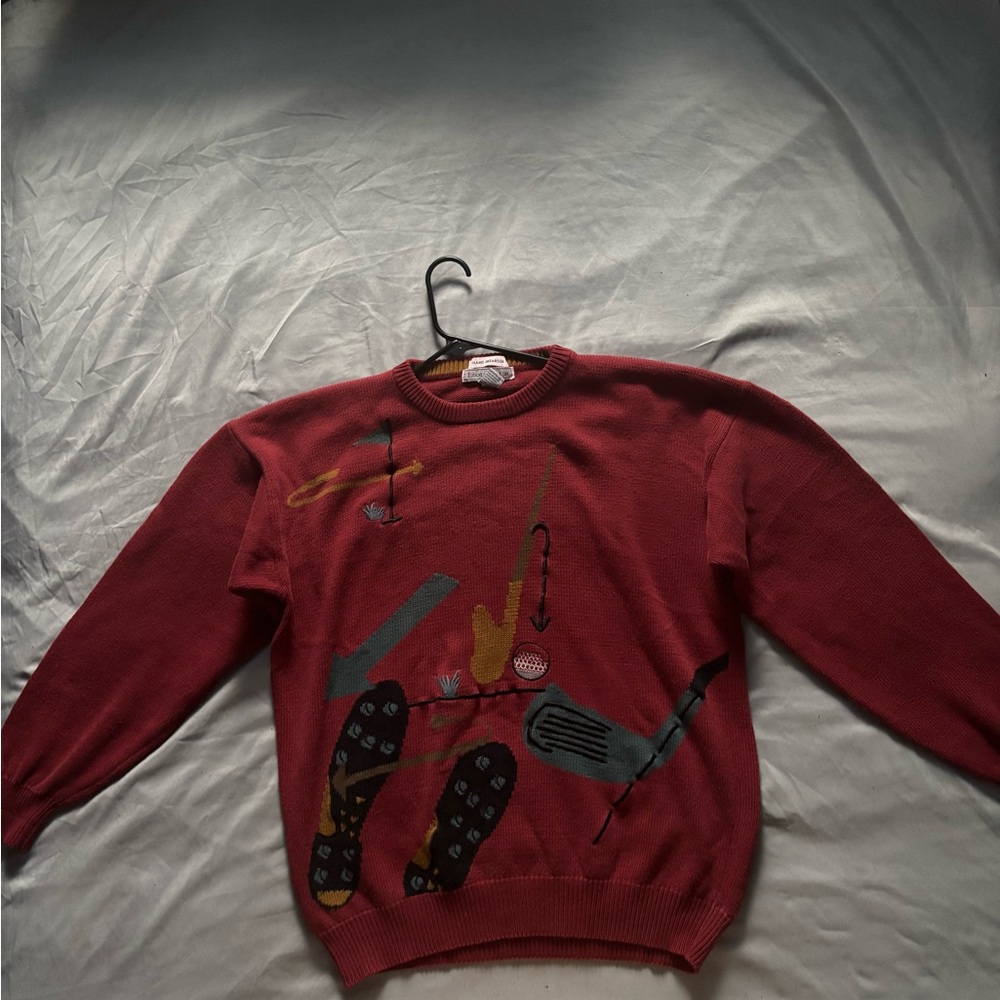 Izod Men's Red Crewneck Sweater with Graphic Design